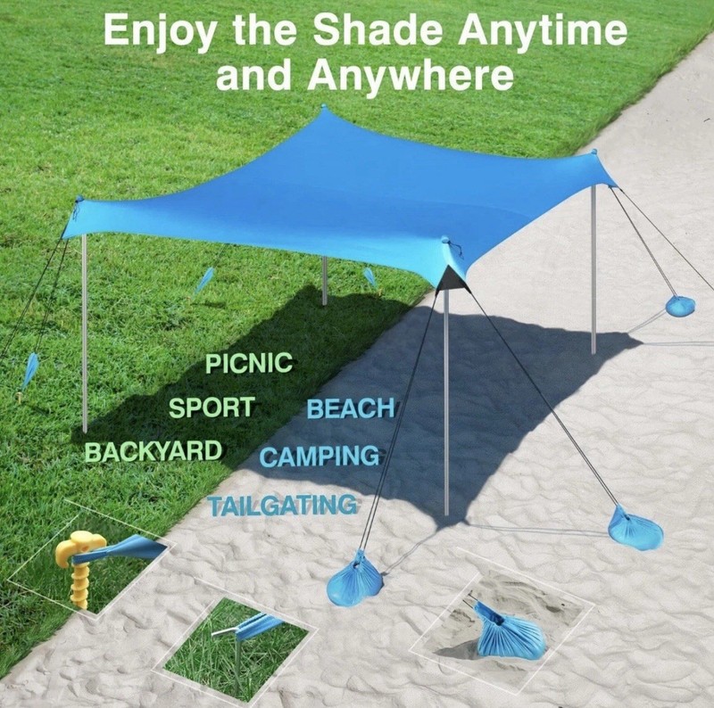 Rhino Valley Beach Tent Sun Shelter, 10x10FT Beach Canopy Tent Sun Shade UPF5... gallery