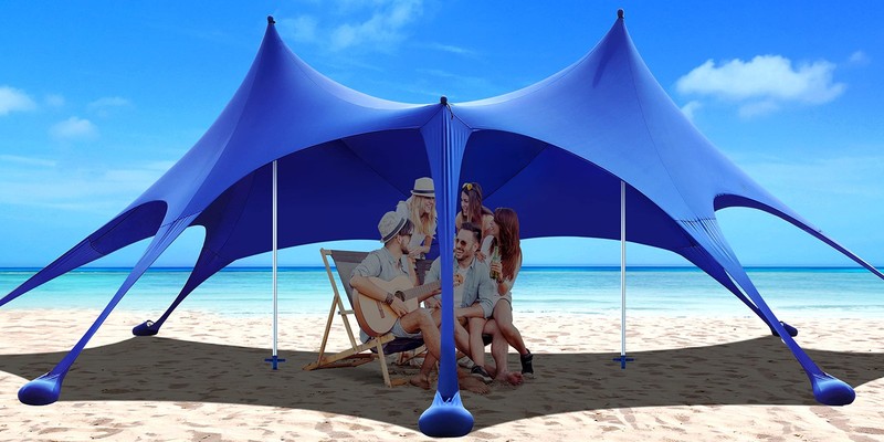 Beach Tent, 20 x 13ft Camping Sun Shelter UPF50+ with 8 Sandbags, Sand Shovel…