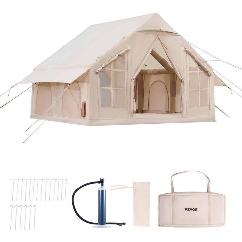 Inflatable Camping Tent 4-6 Person Easy Setup Hand Pump Included 300D OxFor Ford