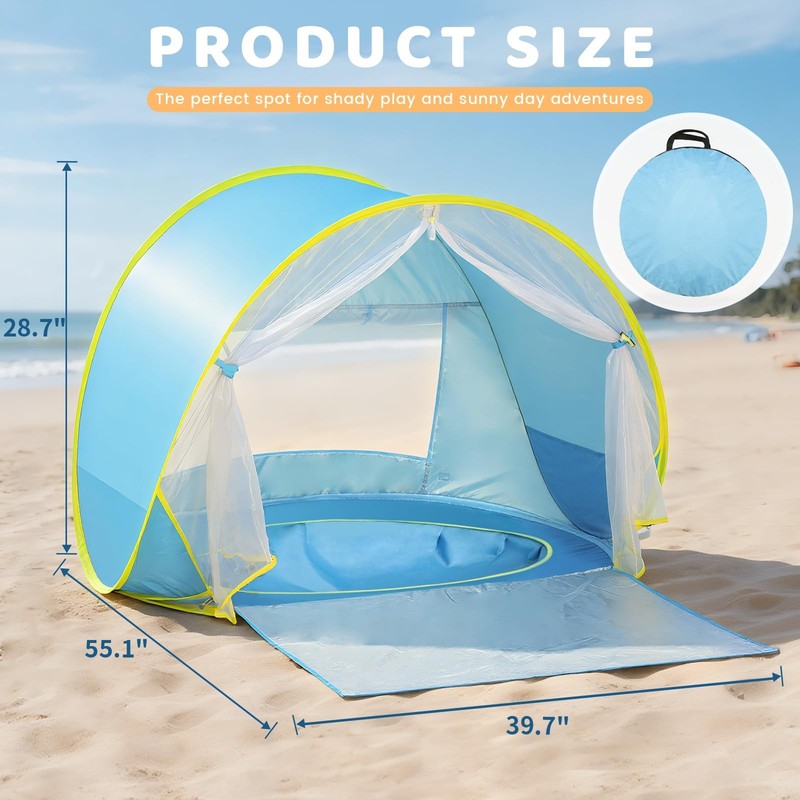 Senodeer's Pop-Up Sun Shield: UV-Protected Fun for Your Mini Beach Boss! gallery