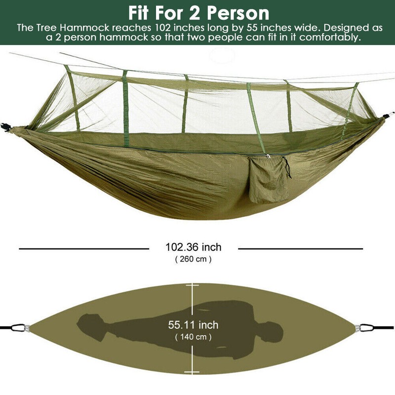 Camping Hammock with Mosquito/Bug Net Outdoor Portable Survival Travel Bed Nylon gallery