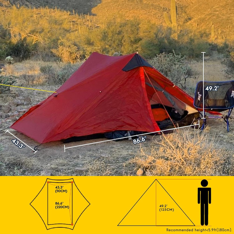 LANSHAN Ultralight 3-Season Tent for 1-2 Person Camping & Hiking Adventures gallery