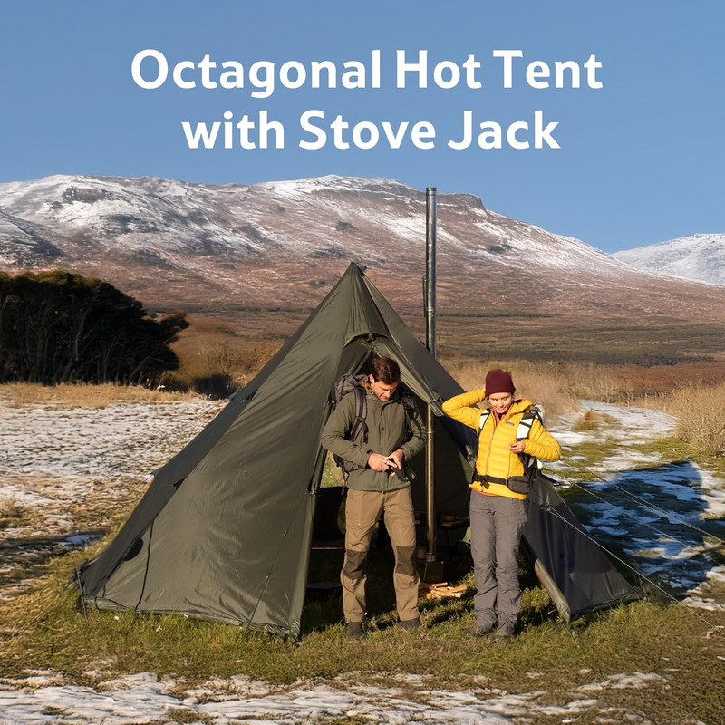 Ranch Fire Teepee Tent, Cold Weather Winter Hot Tent with Stove Jack, 4-6 Per... gallery