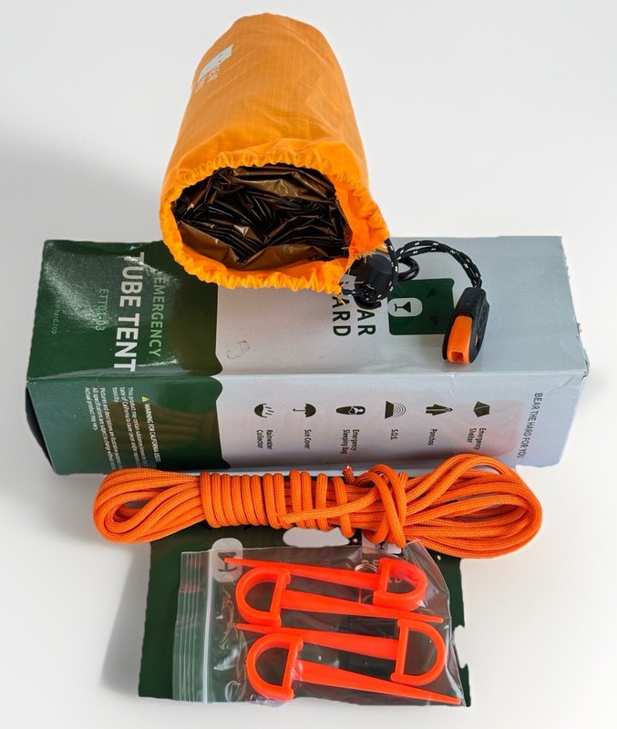 BearHard Emergency Tube Tent Tinder Cord Whistle Survival Shelter Camping Hiking