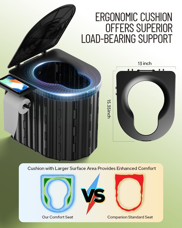 Camping Toilet with Pop-Up Privacy Tent and Liquid Waste Gel, Portable Toilet... gallery