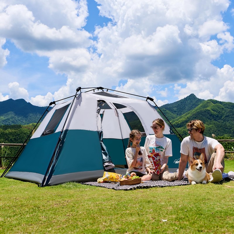 6 Person Instant Camping Tent with Rainfly, 60s Easy Setup Family Cabin Tent ... gallery