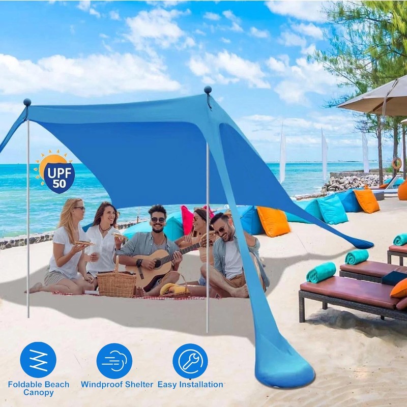 Beach Tents Portable Sun Shade Canopy UPF 50+ Outdoor Sun Shelter w/Sandbag US
