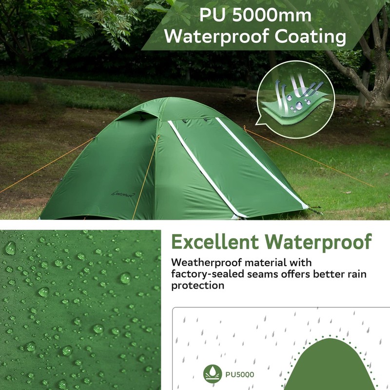 Lightweight Backpacking Tent - 2 Person Ultralight Waterproof Camping Tent, 3... gallery