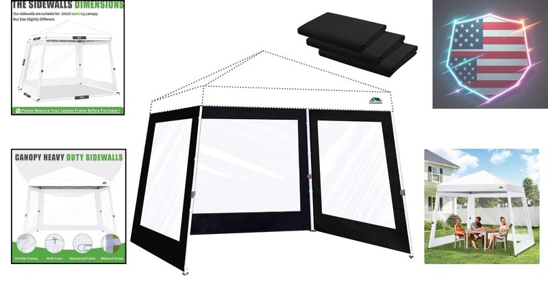 Clear Canopy Sidewalls for 10x10 Slant Leg Pop Up Tent,3 Pack Sunwalls Only,B... gallery