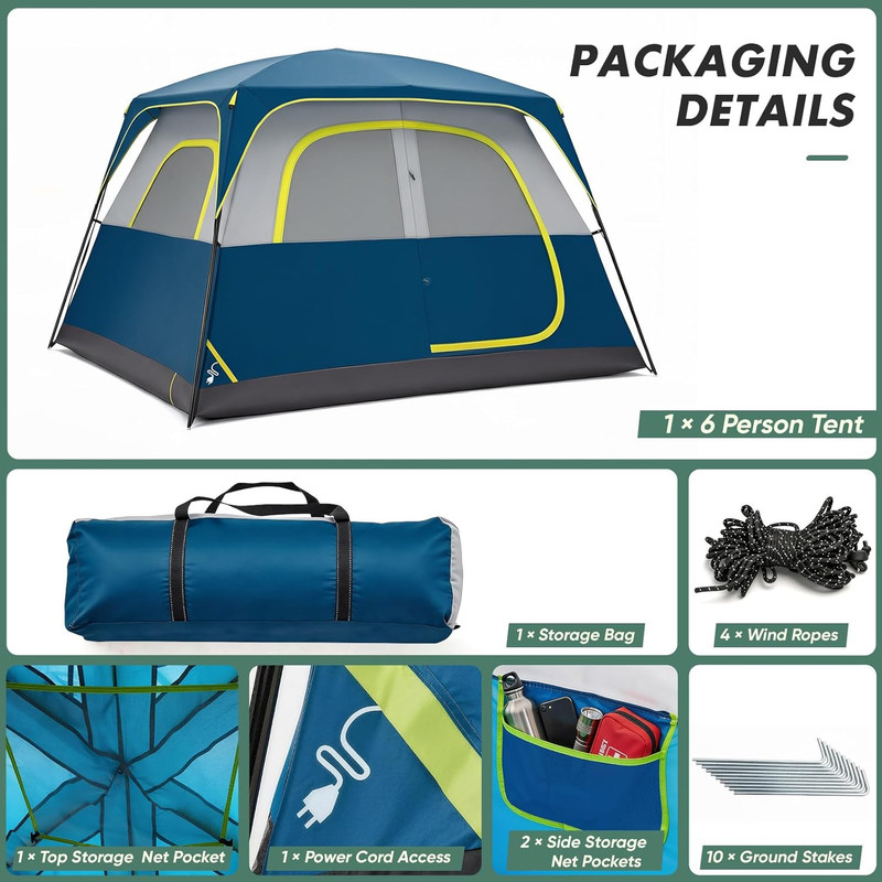 Camping Tent Outdoor 2/4/6/8 Person, Quick Instant Tents Setup for Camping, Wate gallery