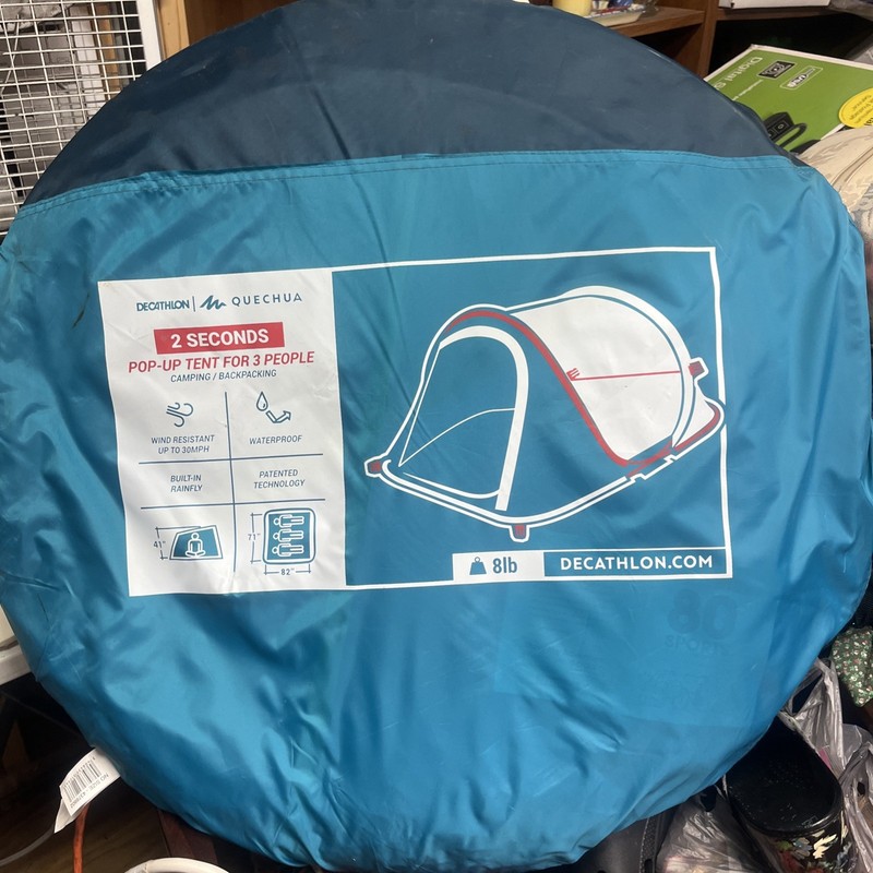 Decathlon Quechua 2 Seconds Pop-Up Camping Backpacking Tent For 3 People - NEW!