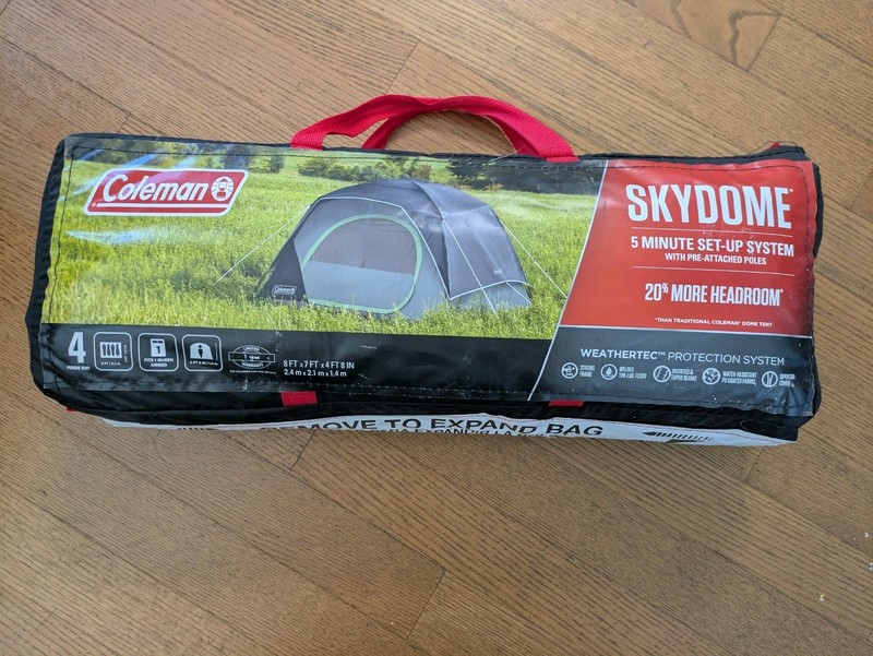 Coleman Skydome 4 Person Camping Tent with Weathertec Protection (Blue/Gray)