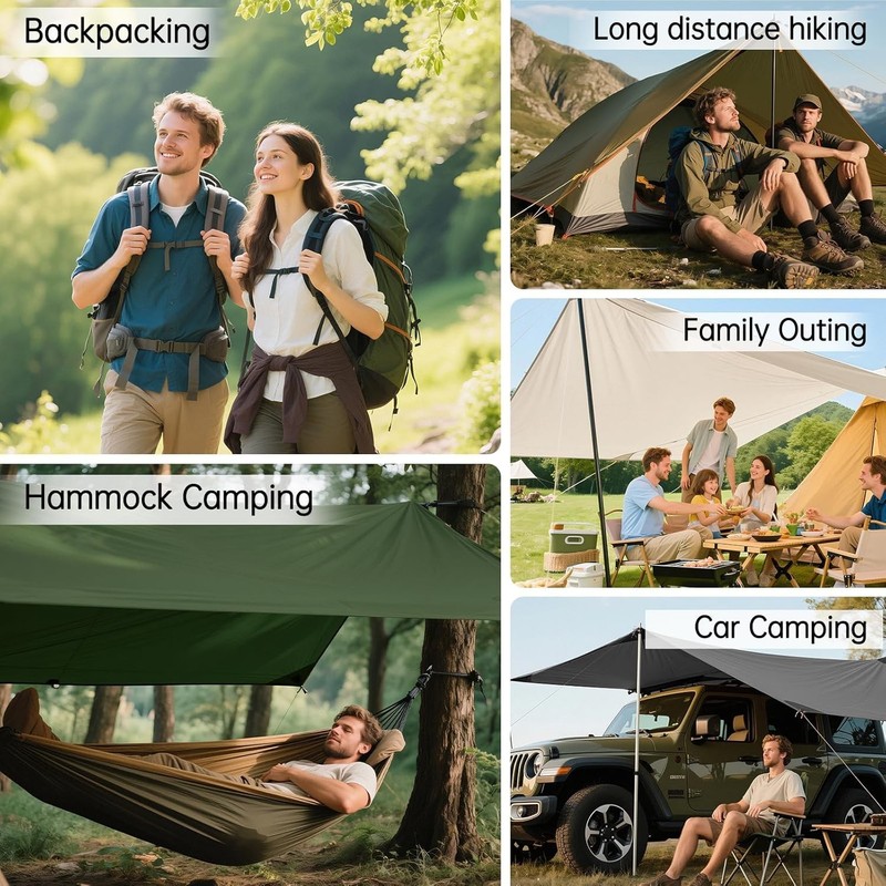 Waterproof Tarp Outdoor Camping Awning Backpacking Tarp Shelter Rain Tarp gallery