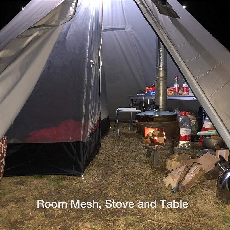 4 Persons 5lb Lightweight Tipi Hot Tents with Stove Jack, 7'3" Standing Room gallery
