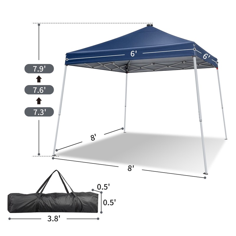8x8 FT Slant Leg Foldable Canopy Shelter Tent with 4 Solar LED String Lights gallery