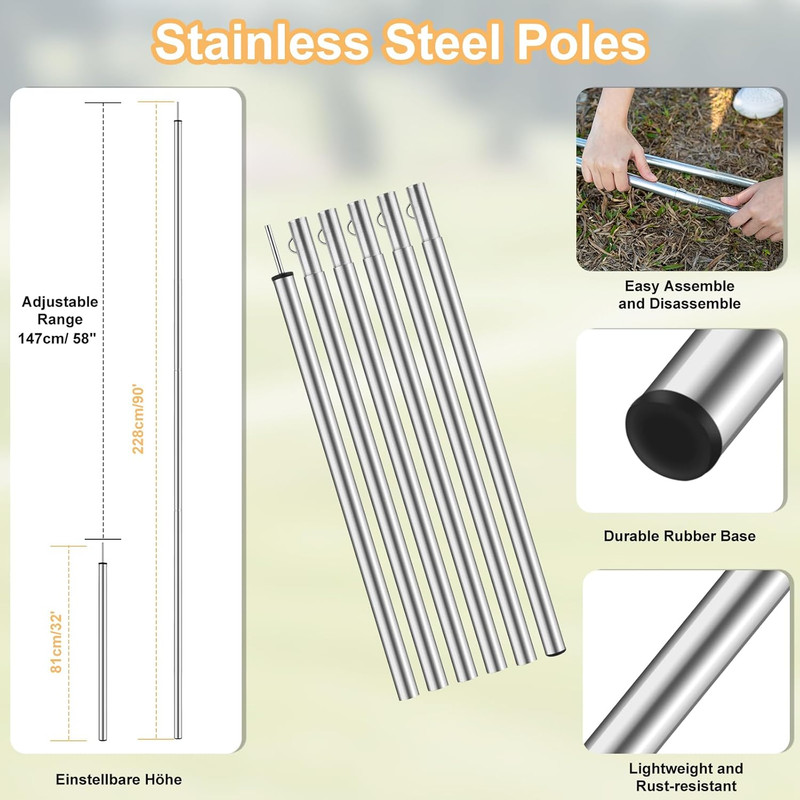 Camping Tarp with Poles, 16X12 Ft Camping Canopy, Waterproof Tent Tarp, Rain She gallery