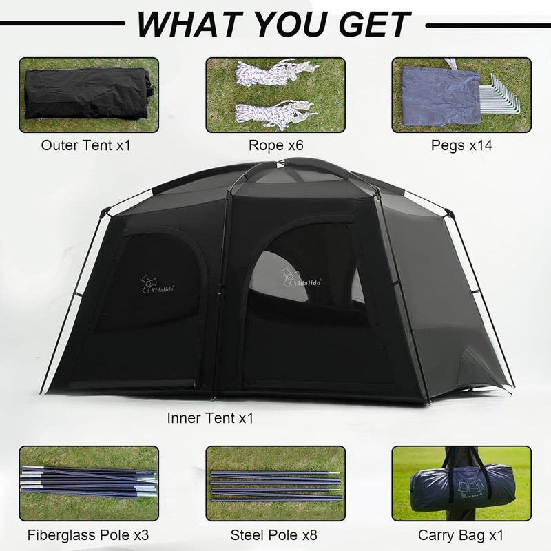 Vidalido Tents，6-8 Person Camping Tent with Extended Vestibule，2 Room Weather Re gallery
