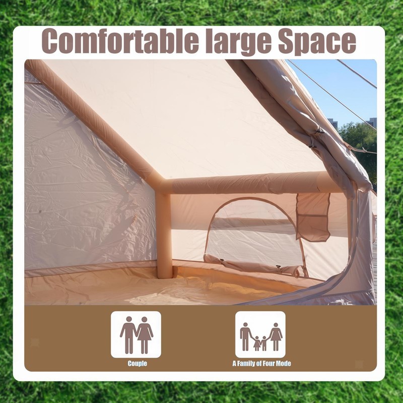 Spacious Inflatable Tent for 4-6 People, Waterproof 4-Season Glamping Tent with gallery