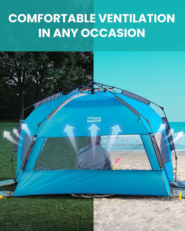 Beach Tent for 3-4 Person - Easy Setup and Portable Beach Shade Sun Shelter Cano gallery