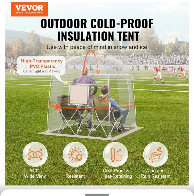 VEVOR Sports Tent Instant Pop-Up Tent Shelter Weather Proof 4-8 People Clear gallery