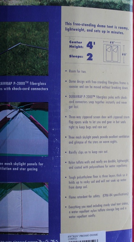 N.W. Territory 6'6x6'6 Square Dome Backpacking Tent, model 800-521WX, NewOldStk. gallery