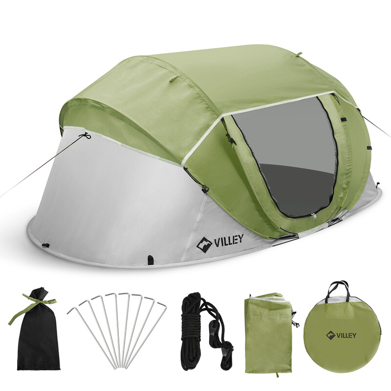 VILLEY 2 Persons Camping Beach Tent Pop Up Tent Waterproof Automatic Setup w/Bag gallery