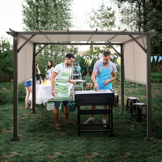 10 x 10 Feet Metal Frame Patio Furniture Shelter-Beige gallery