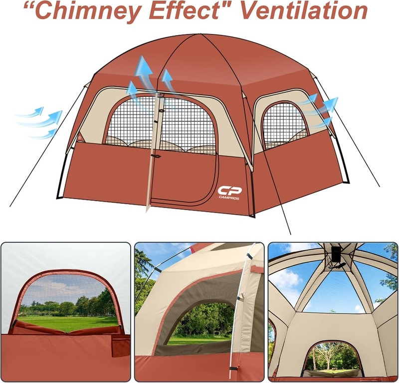 Easy Setup 6-8 Person Dome Tent with Larger Windows - Perfect for Family Trips gallery