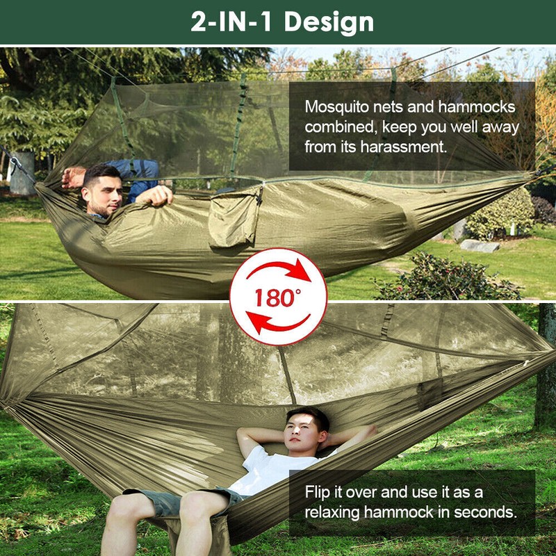 Camping Hammock with Mosquito/Bug Net Outdoor Portable Survival Travel Bed Nylon gallery