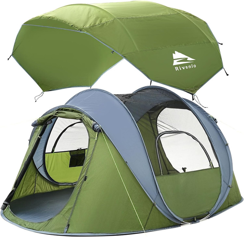 4 Person Easy Pop up Tent, Automatic Setup, Waterproof, 2 Doors-Instant Family T gallery