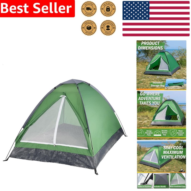 Waterproof 2 Person Camping Tent Green Dome Backpacking Hiking Shelter Included