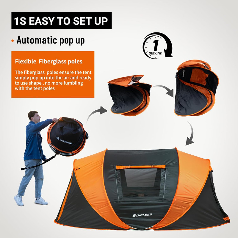 Pop up Camping Tent, 2/4/6 Person Easy Setup Tent, Water Resistant Dome, Portabl gallery