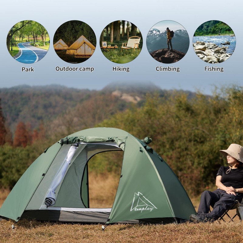 Lightweight 2-Person Camping Tent, Waterproof Double Layer, Easy Setup Hiking gallery