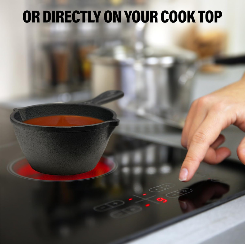 Small Cast Iron Basting Pot with Silicone BBQ Brush – Cast Iron Saucepan for Gri gallery