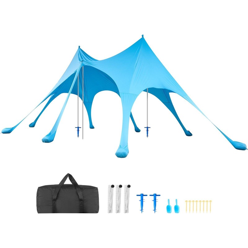 20x13ft Pop-Up Beach Tent UPF50+ Lycra Canopy, Sandbags, Shovel, Poles gallery