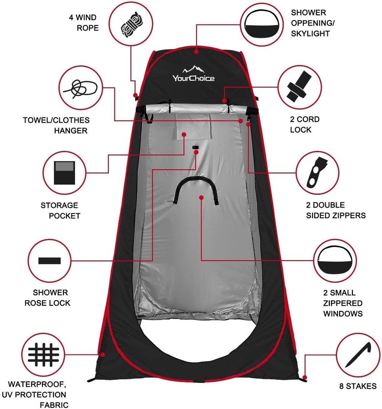 Pop-Up Camping Privacy Shelter - Easy Setup Portable Shower Tent with UV Block gallery
