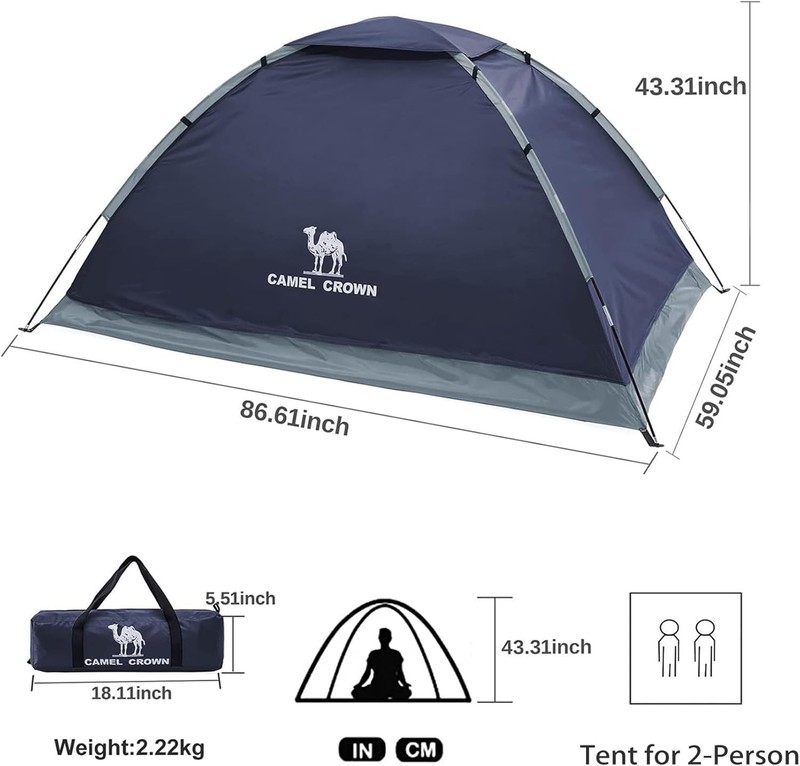 Lightweight 2-Person Waterproof Dome Tent for All-Season Camping Adventures gallery