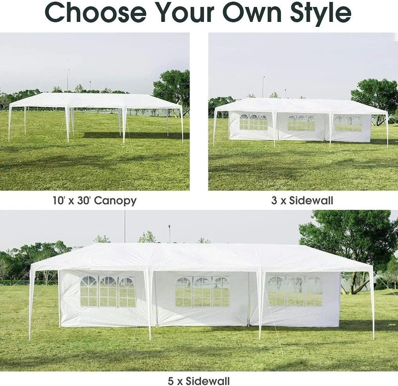 White Outdoor Tent with Connection Stakes, Ropes - 10'x30'/- gallery