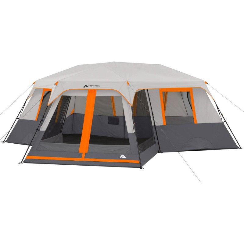 Ozark Trail 3-Room Instant Cabin Tent With Screen Room 3 Entries Sleeps 12 NEW