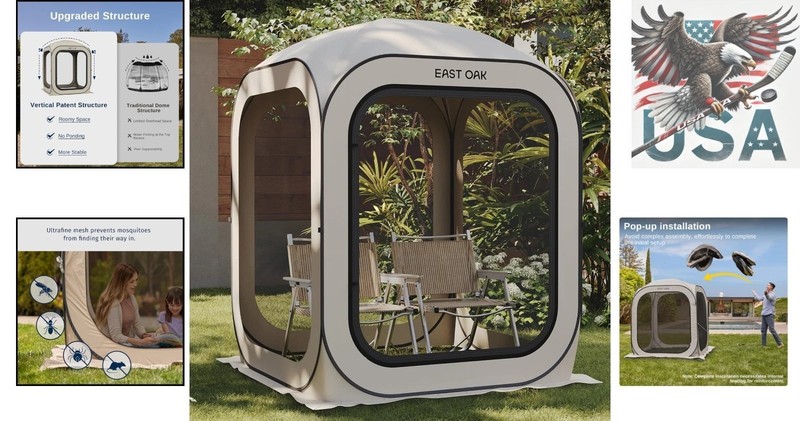 Portable 4x4 ft Pop-Up Screen House Tent with UV Protection & Carry Bag for P... gallery