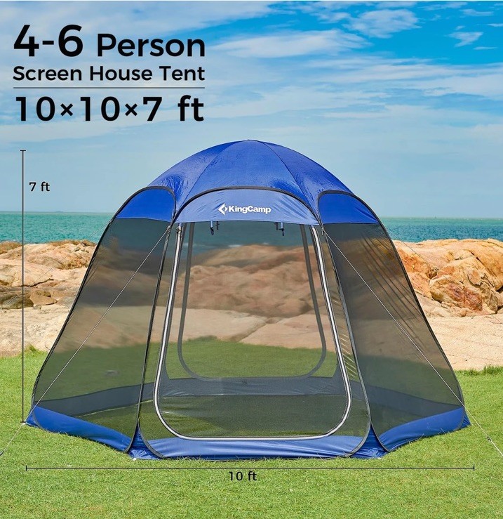 KingCamp Cairo 2 Pop Up Screen Mesh Tent 10x10x7 Camping Portable Shelter gallery