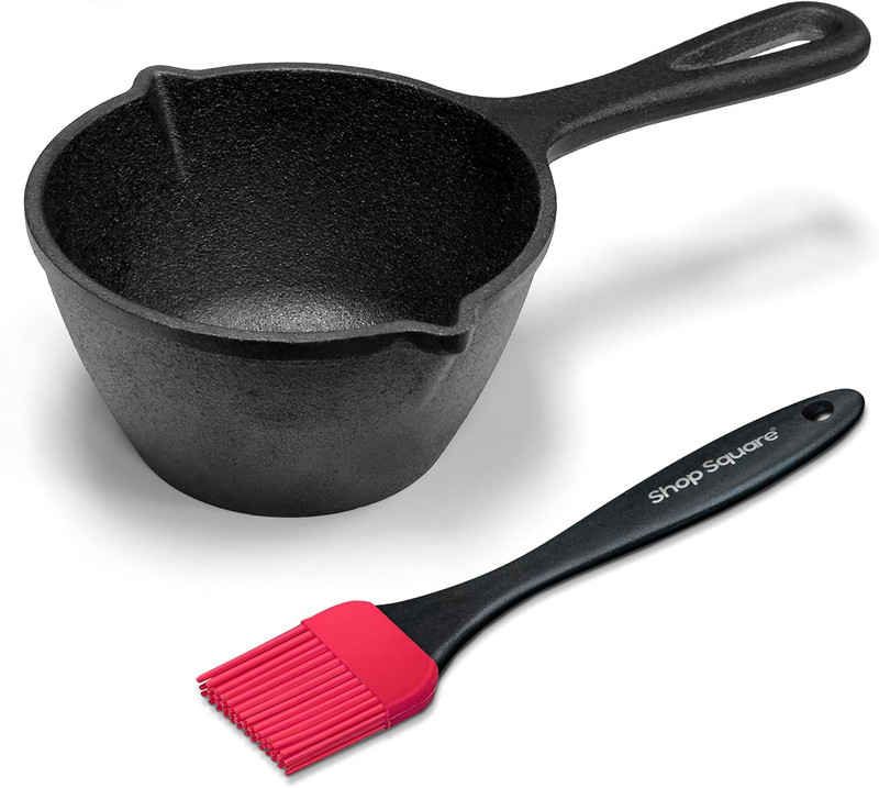 Small Cast Iron Basting Pot with Silicone BBQ Brush – Cast Iron Saucepan for Gri gallery