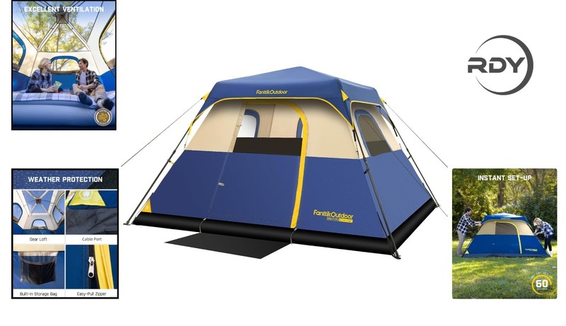 Lightweight Instant Tent for 4 People - 60 Sec Setup, Rainfly, and Carry Bag gallery