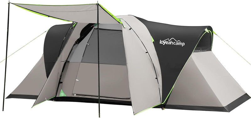 8 Person Larger Extended Dome Camping Tent with 3 Rooms, Waterproof Semi-Freesta