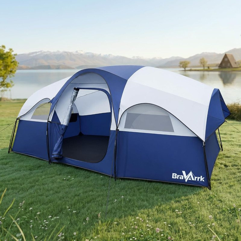 Camping Tent for 8 Person, PU3000MM Waterproof Family Tent with Rainfly, Large R