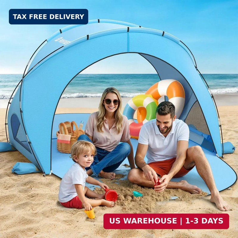 Raynesys Beach Tent Sun Shelter, Beach Shade Tent with UPF50+ UV Protection, Por gallery