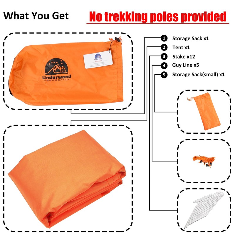 1 Person Trekking Pole Tent for Backpacking - Ultralight Backpacking Tent, Wa... gallery