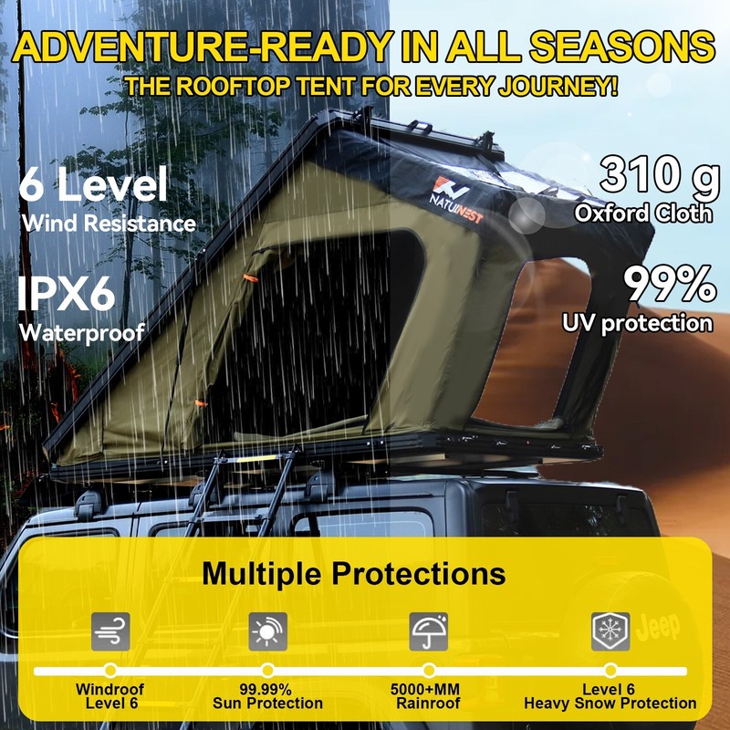 Naturnest Hardshell Roof Top Tent w/Luggage Bar, Skylight for Car Camping Travel gallery