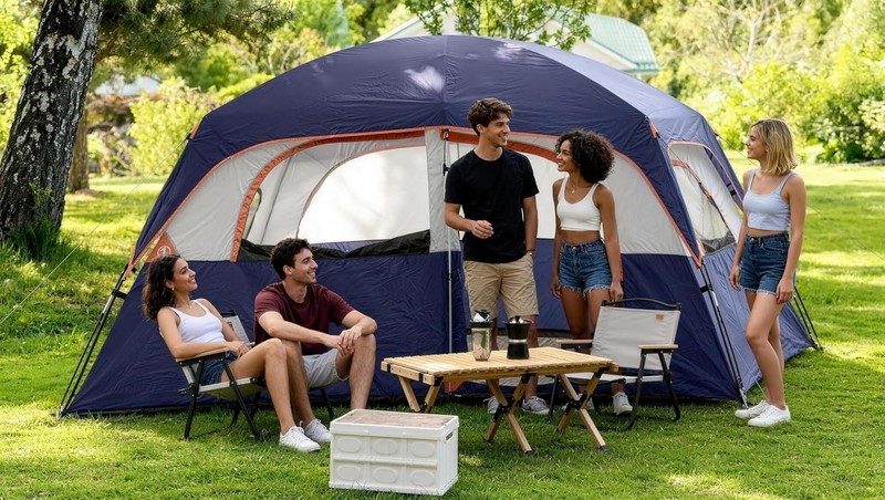 CAMPROS CP Upgraded 6/8 Person Camping Tents, Waterproof Windproof Family Tent