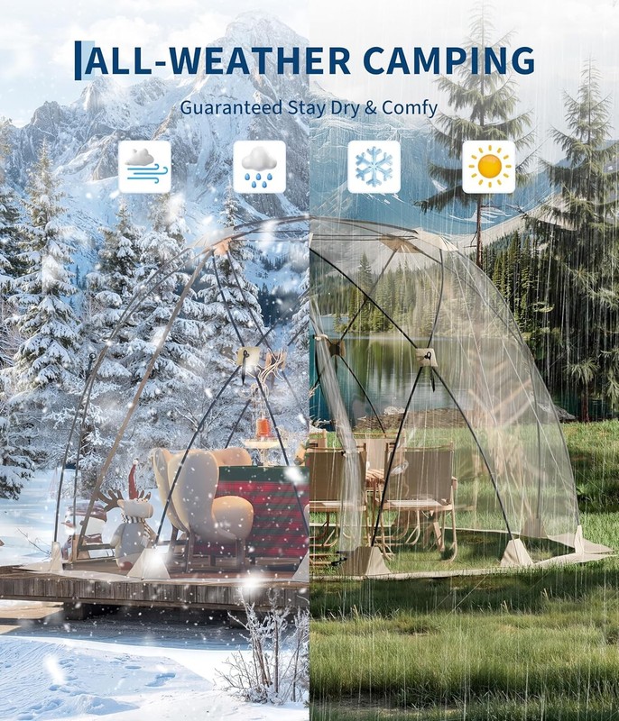 10x10FT Clear Bubble Tent Dome for 4-6 People, UPF 40+ TPU Igloo Shelter w/ Bag gallery